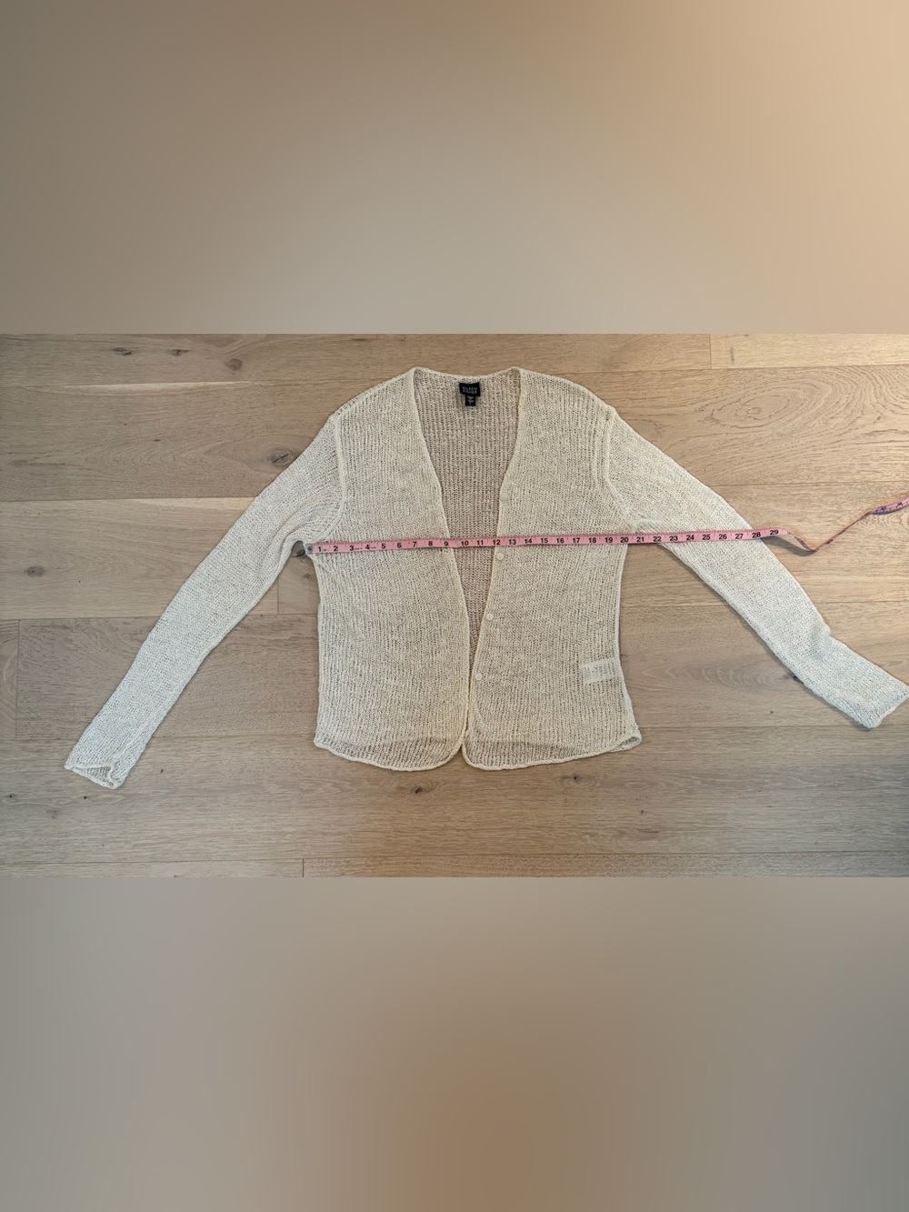 Eileen Fisher Cream Linen Blend Open-Knit Lightweight Cardigan L - Picture 10 of 11
